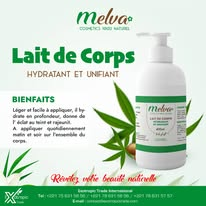 Lait de corps hydratant naturel Melva Cosmetics Dakar